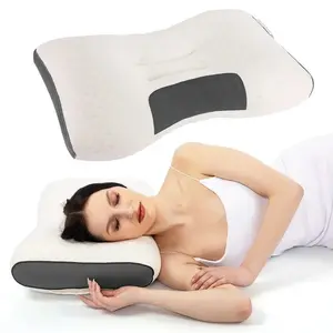 1pc Soft Knitted Massage Neck Couple Pillow Adjustable Ergonomic Orthopedic Contour Support High Quality Pillow Core Removable Cover for Sleeping Comfort