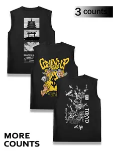 Men's Printed Tank Top, Casual Loose Fit Sleeveless Summer Shirt, Fashionable Graphic Vest for Daily Wear, Comfortable and Stylish