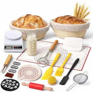 Sourdough Starter Kit with Scale - Sourdough Bread Baking Supplies with Banneton Bread Proofing Basket Set, Bowl Scraper,  Spatula, Baking Mat | Sour Dough Kit & Bread Making Tools by