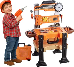 Kids Tool Workbench for Boys 3-5, Toddler Tool Set with Hammer, Electric Drill Toy, Take Apart Toys, Creative Construction Play Set, Repair Tools Workbench, Birthday Gift for Toddlers, with Toolbox