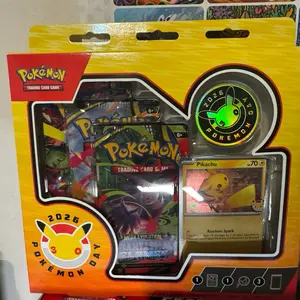 Pokemon Trading Card Game 2026 Day Box with Pikachu Card and Mega Evolution phantasmal Flames Pack