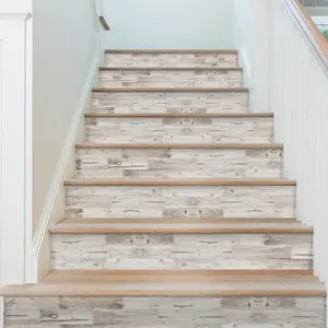 Wood Grain Pattern Stair Sticker, 7 Counts Self-adhesive Waterproof Wall Sticker, Home Decor Collection, Interior, Adhesive Stickers, Adhesive Decals, Sticker Decorations