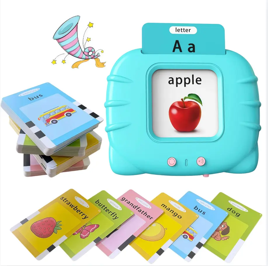 KIDGENIUS English-Spanish Talking Flash Cards, 224-Word Interactive Learning Machine, No-Screen Educational Toy for Toddlers, Language Learning Gift,summerwins