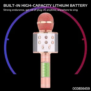 Karaoke  for Kids & Adults  Bluetooth Singing Mic Echo Effect, Built-in Speaker Portable for Party Travel Gifts clip on microphone