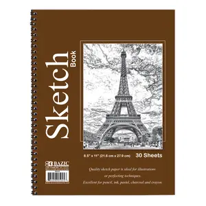 BAZIC 30 Ct. 8.5" X 11" Side Bound Spiral Sketch Book