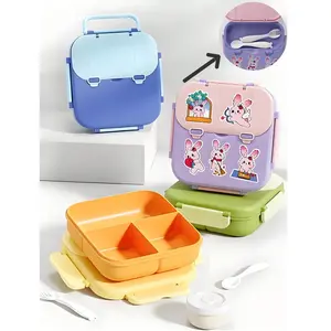Portable Lunch Box, Microwave Safe, Office Lunch Box, PP Material, Food Grade, Four Strong Buckles, Leakproof Multi-Layer Design, Microwavable Bento Box