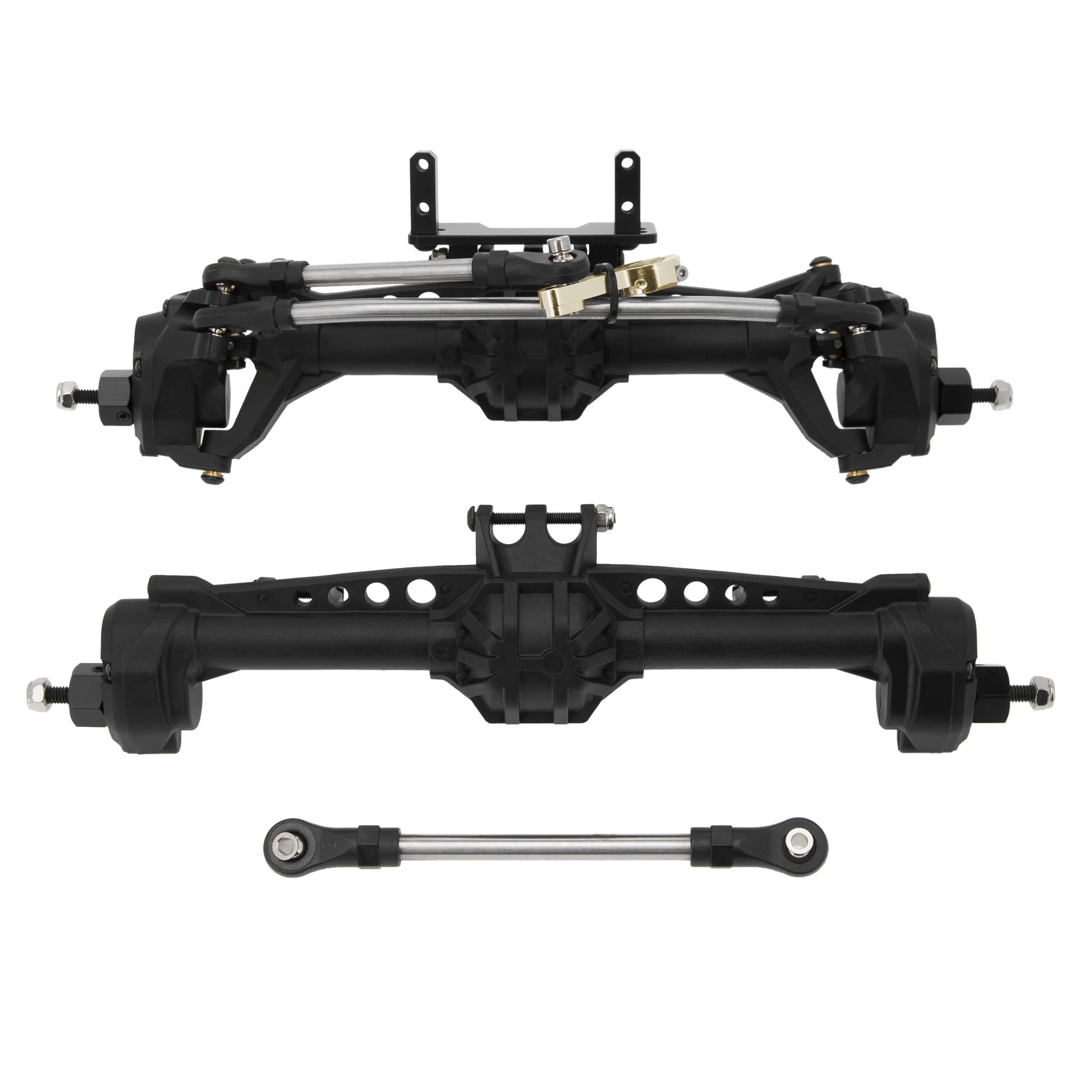 MEUS RACING SCX10 Axles Front & Rear Portal Axles for Axial SCX10 SCX10 II 1/10 RC Crawler Upgrade Pasrts, Nylon Axles with Steel Gears and Metal Bearings, Black