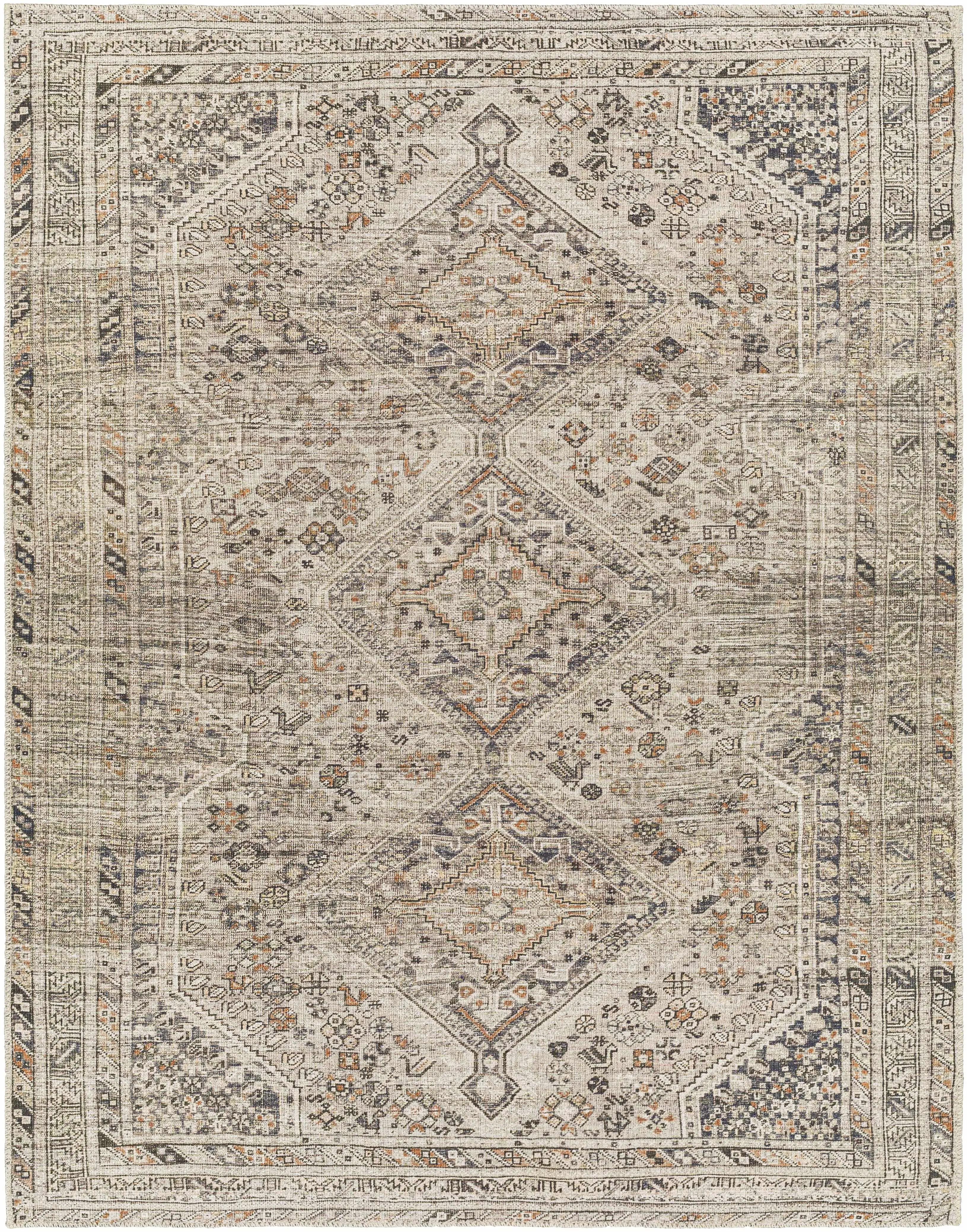 Barny Beige Flat-Pile Washable Entryway Rug, Home Decor Mat for Indoor Use with Washable Fabric