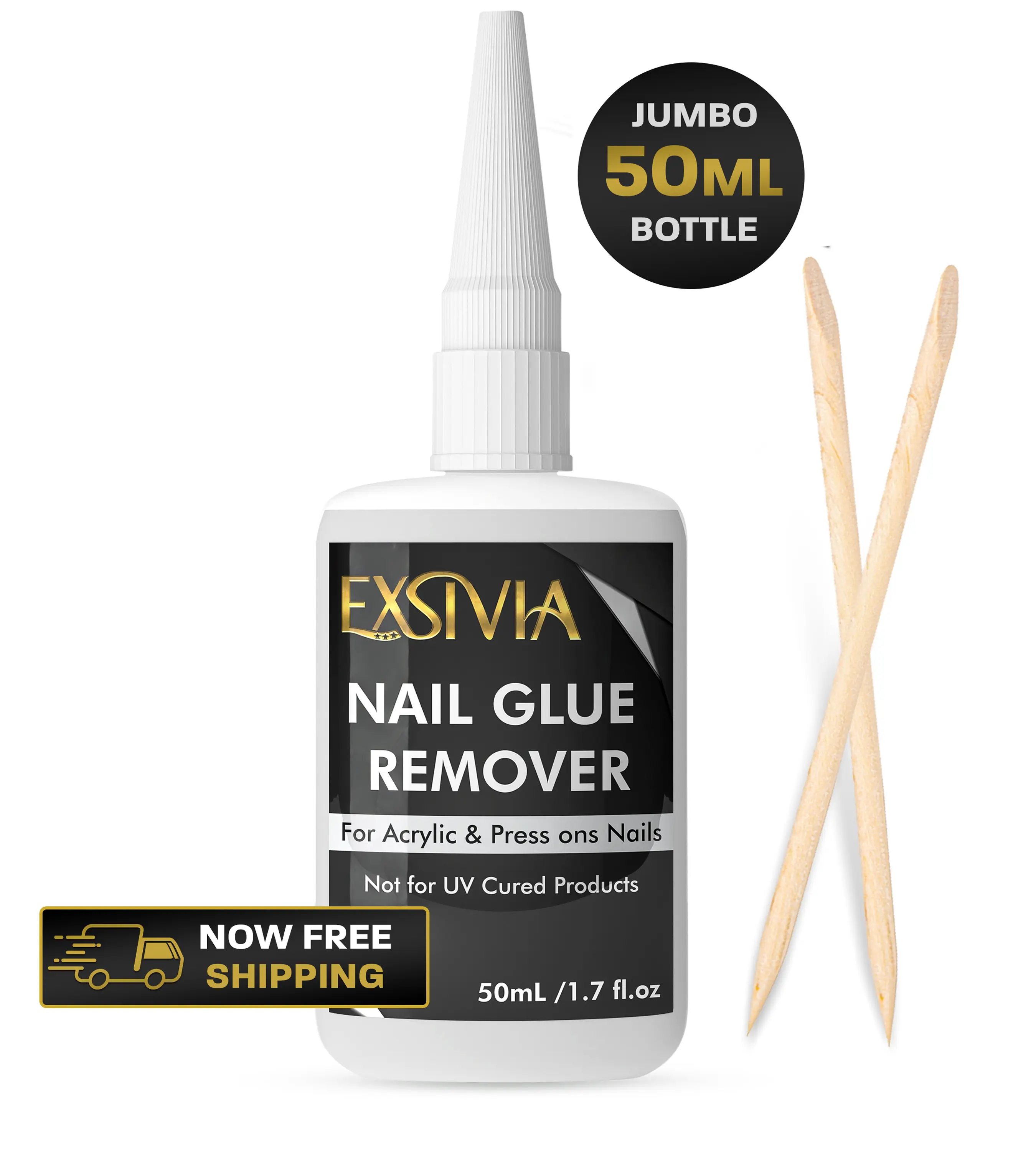 EXSIVIA Nail Glue Remover for Press-On Nails, Glue Residue Remover, 50mL Manicure