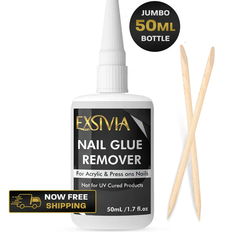 EXSIVIA Nail Glue Remover 50mL for Press-On Nails - Acetone-Free Adhesive Remover for Nail Glue & Residue, Not for UV/LED Gel Nail Art Remover Nail Care,halloween nails