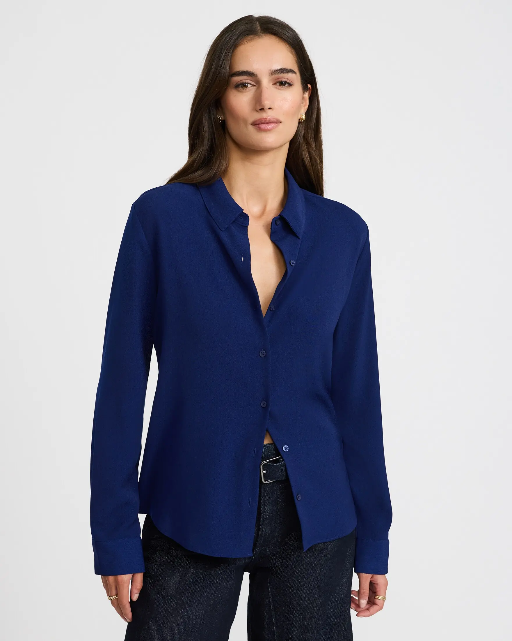 Express Silky Portofino Shirt, Smooth, Blouses, Everyday, Casual