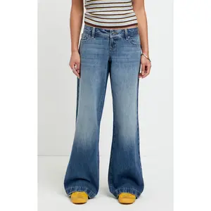 Pacsun Women's Kaia Ultimate Low Rise Baggy Jeans Stitch Medium Blue