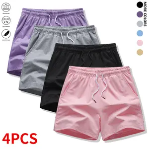 4-piece set: women’s shorts outfit, soft shorts with pockets, suitable for everyday workouts and casual outdoor activities; women’s shorts, summer bottoms