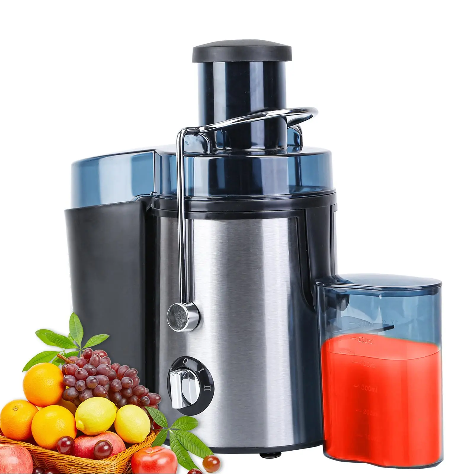 Electric Centrifugal Fruit & Vegetable Juicer Extractor, 1000W Powerful Motor, 2 Speed Settings, 3.6 Inch Wide Feed Chute, 17Oz Juice Container, 54Oz Pulp Collector, Never-Clog Design, Ideal for Home Cooks & Healthy Lifestyle Enthusiasts