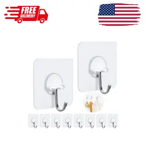 Adhesive Hooks Heavy Duty, 15lb(Max) 180 Degree Rotating Wall 10 Packs