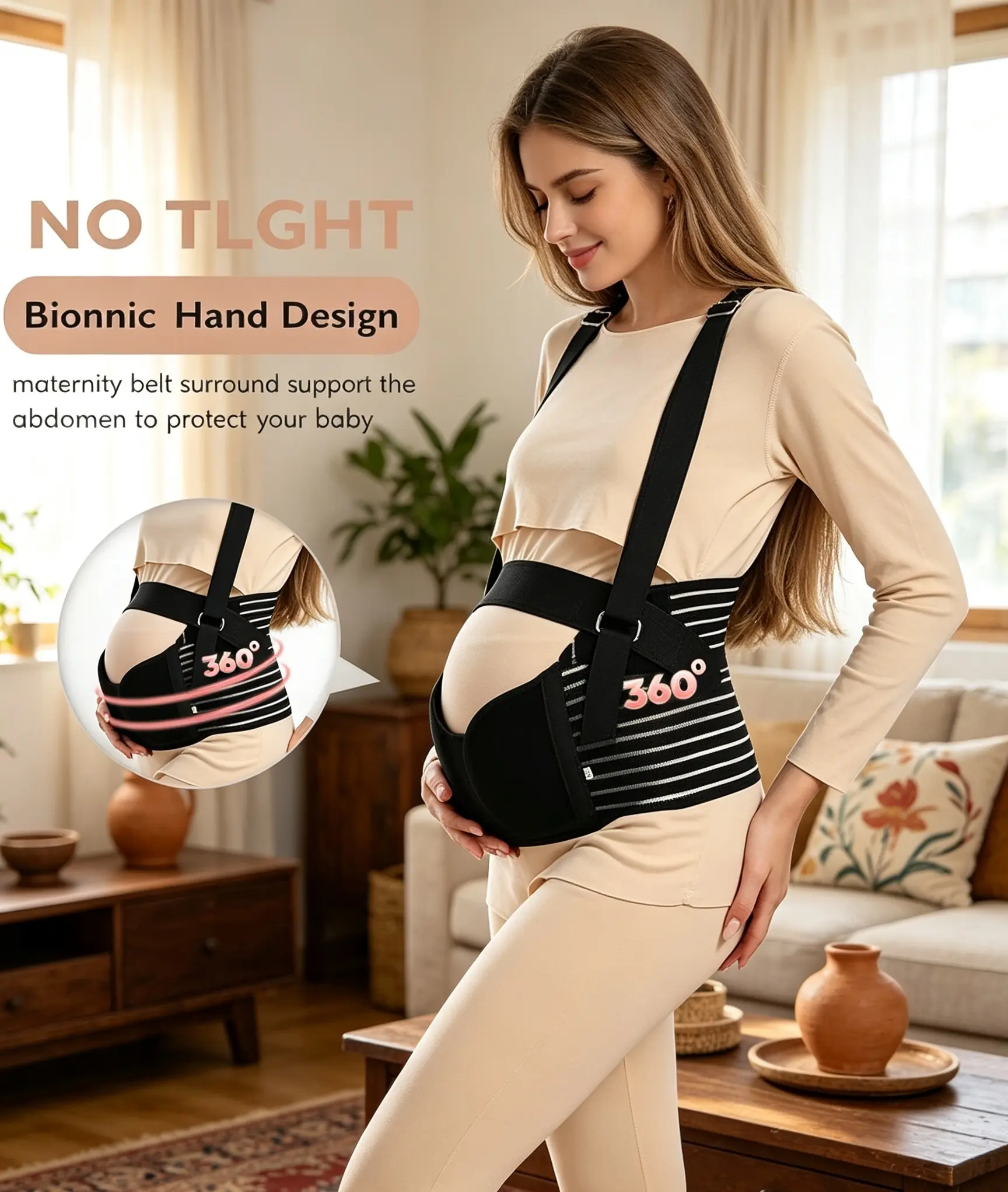 Maternity 3-Piece Strap-Style Support Belt, Lightweight Breathable Adjustable, Mid-to-Late Pregnancy Belly Support for Pressure Relief & Stabilization, Under-Clothing Wear (Sports & Outdoor Protective Gear Accessory)