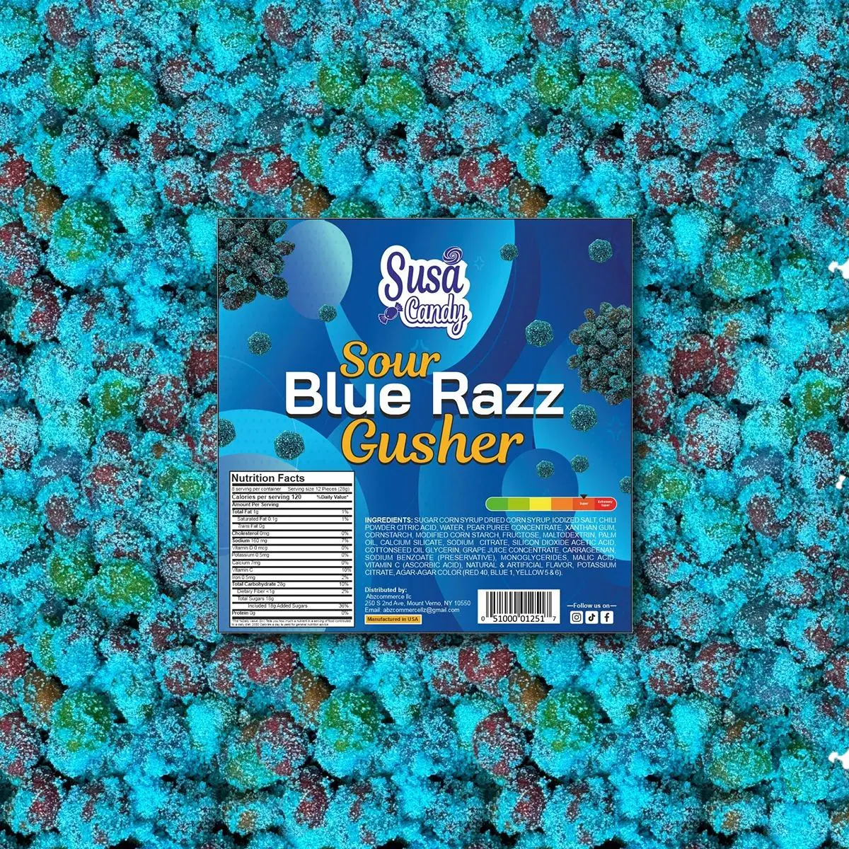 Sour Gusher Blue Raspberry Flavor - Snack - Candy - Susa Candy Sour ...