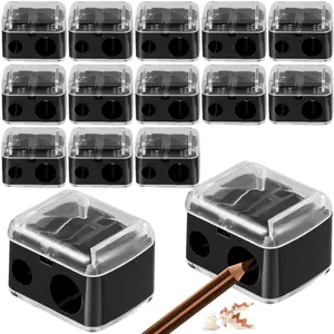 15 Pcs Eyeliner Sharpener Dual Makeup Sharpeners Cosmetic Tools Compact Makeup Sharpening Device for Eyeliner Lip Liner Pencils Black