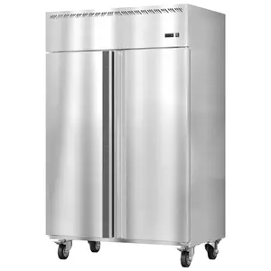 Garvee Commercial Refrigerator Reach-In 48" W Double Solid Door Stainless Steel Commercial Refrigerator 36 Cu.Ft Fan Cooling for Restuarant, Bar, Shop, Etc