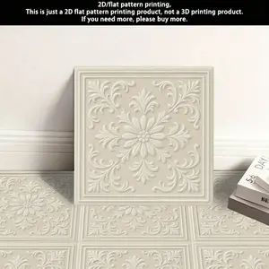 10 pieces of 2D flat PVC leather floor stickers, artistic and creative patterns, self-adhesive vinyl floor stickers, suitable for kitchen, bathroom, balcony, living room, bedroom floor and wall, Decorative Wall Sticker, Vinyl Decal, Tile Sticker