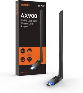 AX900 WiFi Adapter WiFi 6- Dual-Band 600Mbps 5GHz/ 286Mbps 2.4GHz, 6dBi High Gain Antenna, Wireless WiFi Adapter for Windows 11/10/7 USB WiFi Dongle (U11Pro)