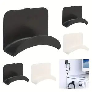3 Piece Desk Headphone Stand Holder, No Drilling Adhesive Earphone Rack, Wall Mounted Gaming Headset Storage Hook