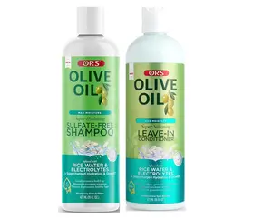 ORS Brand Max Moisture Super Hydrating Sulfate-Free Shampoo with Olive Oil, Rice Water, and Electrolytes - Leave-In Conditioner Set