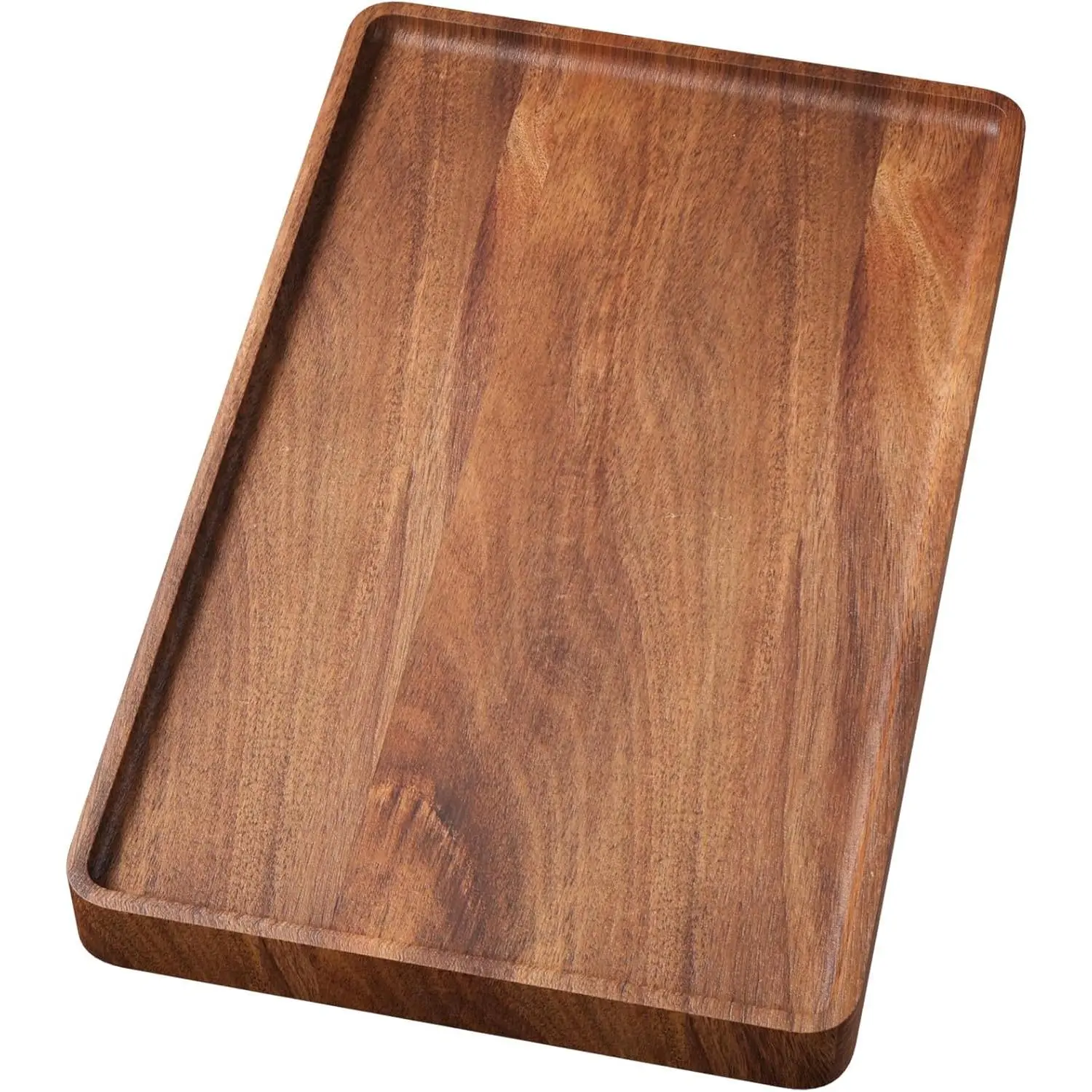 VERTORGAN Rectangular Aesthetic Wooden Serving Tray (15.8x9.8 in) - Home Decor Organizer for Coffee Table, Living Room, Mini Charcuterie Cheese Board