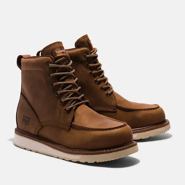 Timberland Men's PRO Wedge Work Boots - Leather, Lightweight, Slip Resistant, Nylon Shank, Goodyear Welt Construction - Footwear, Shoe
