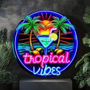 Neon Sign, USB Rechargeable Round Neon Sign, LED Neon Light, Decorative Neon Light, Wall Decor for Home, Bar, Garage, Man Cave, Party Decoration