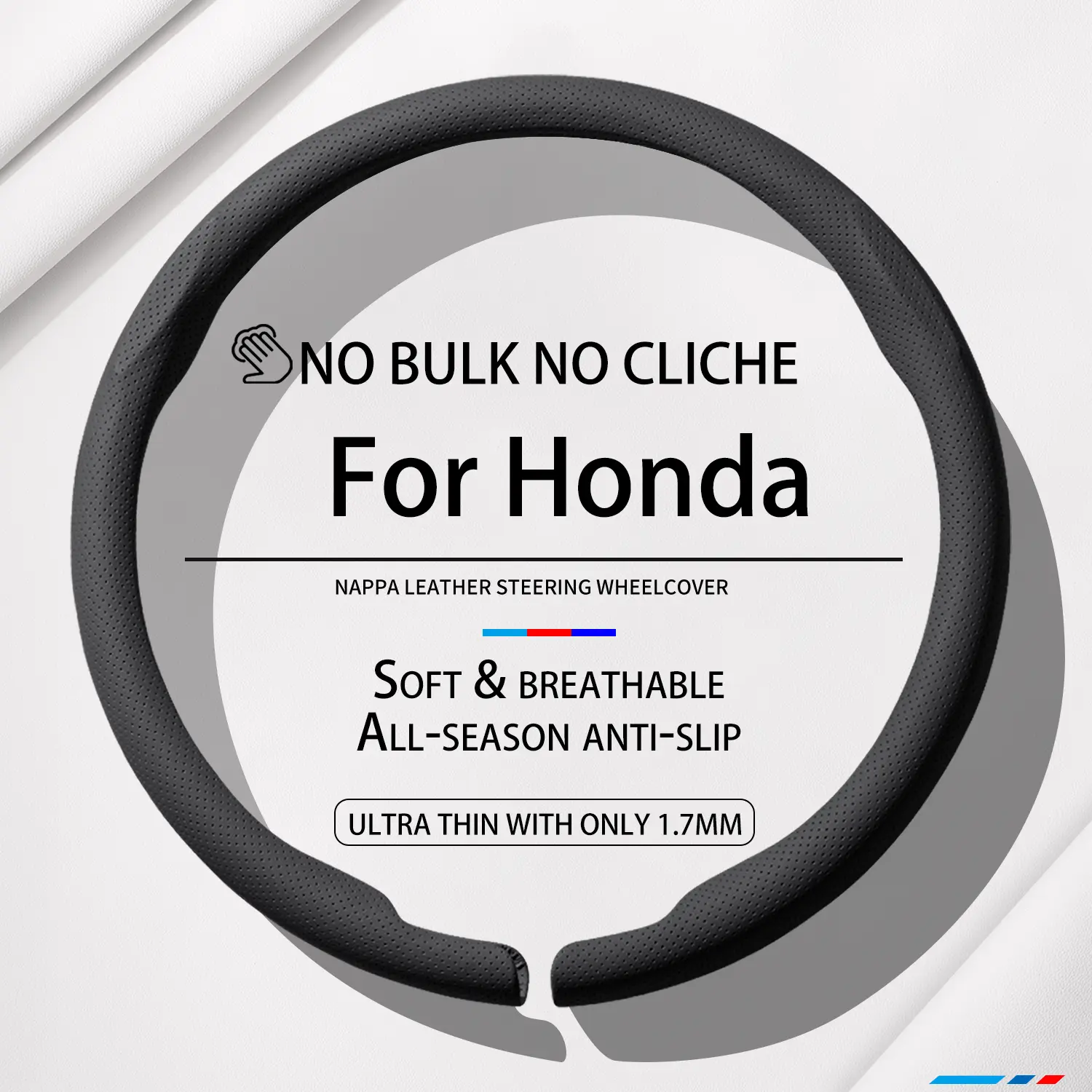 Honda Steering Wheel Cover, Premium Nappa Leather 8D Breathable, Anti-Slip Cool Grip Rich Touch, Open Slips on in Seconds Wipes Clean Fast, Fits 14.5-15 in Honda Models, Automotive Auto Accessories, Car Interior Accessories