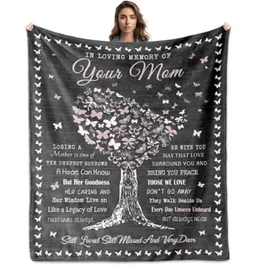 Memorial Gifts for Loss of Mom, Bereavement Gifts Blanket 60"x50", Loss of a Mother Sympathy Gifts, Mom Memorial Gift, Condolences Gift, In Memory of Loved One Gifts, Remembrance Gift for Loss