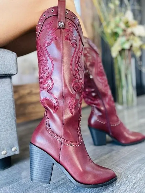 Bonita Women's Western Cowboy Boots - Stylish, Pointed Toe Footwear, Not for Wide Calf - Ideal for Western Wear, Cowboy Aesthetic, Country Fashion Shoe