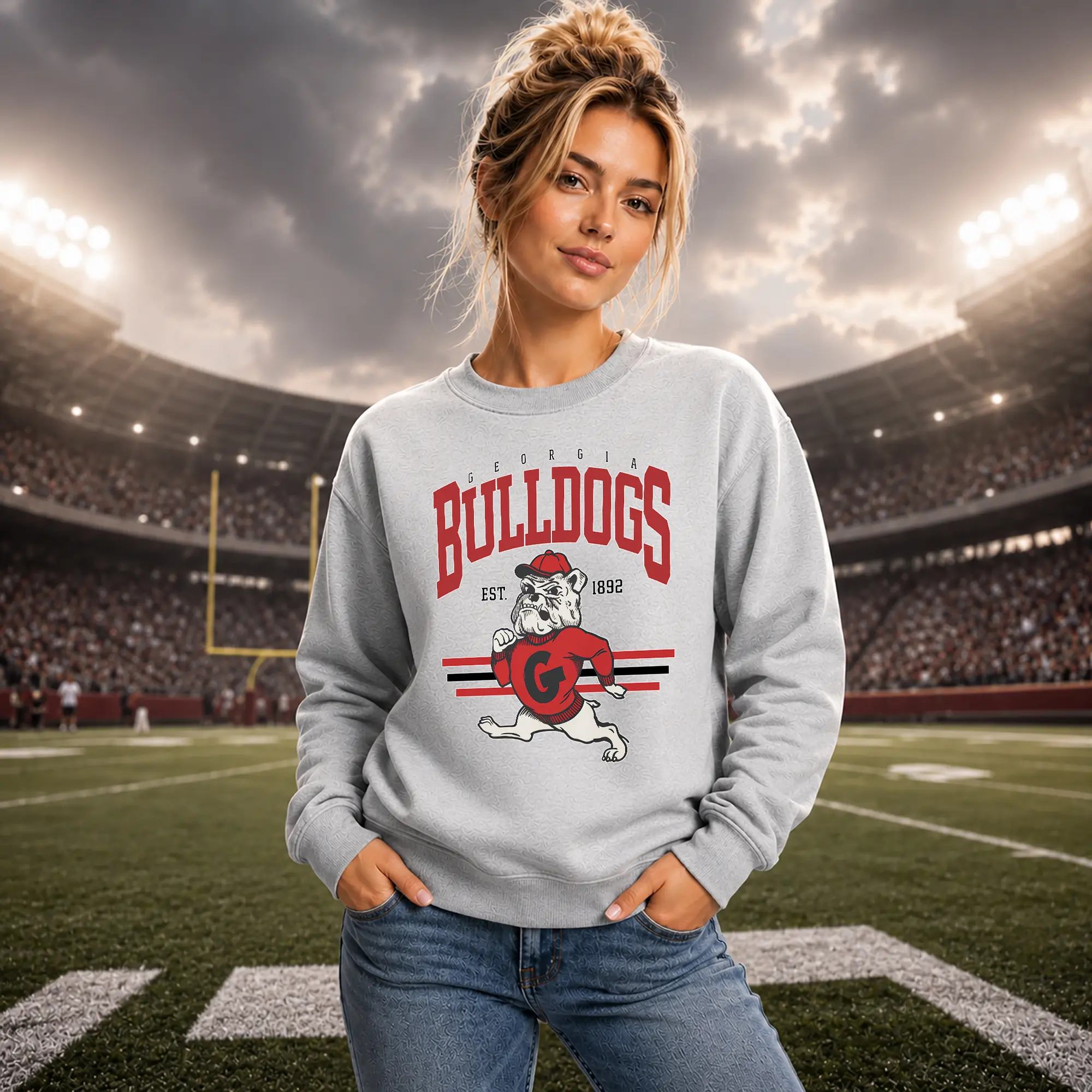 Vintage Georgia Bulldogs Sweatshirt, Unisex College Football Game Day Crewneck, Retro Bulldogs Fan Apparel, Team Spirit Gift