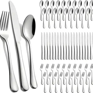 60-Piece Stainless Steel Silverware Set, Including Forks, Knives, Spoons Service For 20, Dishwasher Safe Cutlery  Set ,Flatware Sets Designed For Use In Hotel and Restaurant