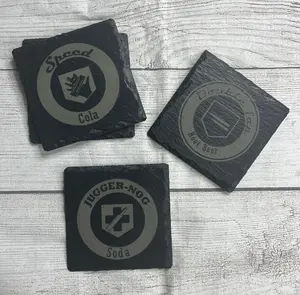 Stylish Laser Engraved Square COD Zombies Perks Slate Coasters Set, Kitchen Tableware Accessories
