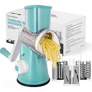 Multi-Functional Vegetable Chopper with 3 Blades, Rotating Cheese Cutter, Stable Suction Base, Ideal for Home Kitchen Cooking, Veggie Chopper