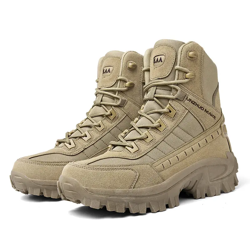 BIGWIG Men High-Top Tactical Boots - Focusing on Comfort, Non-slip, and Durable Lace-up Design, with Breathable Mesh Panels and A Thick Rubber Sole, They Are Suitable for Outdoor Adventures, rubber boot, Hiking, and  leather motorcycle combat boot