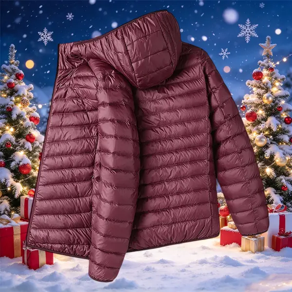Men’s lightweight hooded short jacket for autumn/winter, warm and portable, versatile casual outerwear