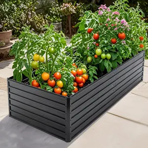 Metal Raised Garden Bed Outdoor 7.2x3.6x2 FT Galvanized Raised Garden Bed Kit,Vegetable Boxes-Rectangle Metal Flower Box,Large Planter Raised Beds Outdoor Garden for Planting,Fruit,Herb-Black