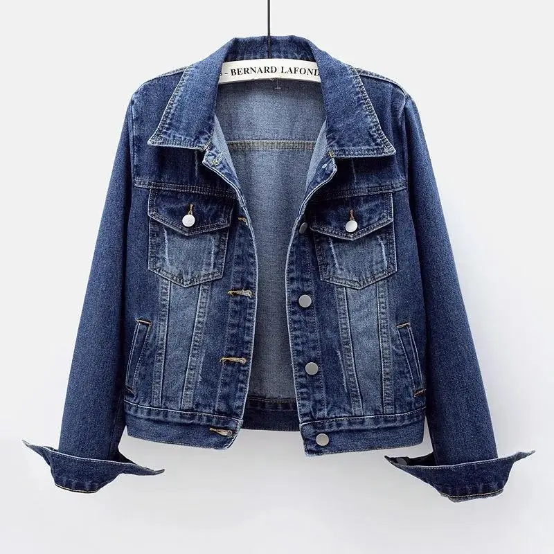 Women’s Casual Long Sleeve Loose Denim Button Outwear, Spring-Autumn Sports Outerwear, Up to 5XL Size