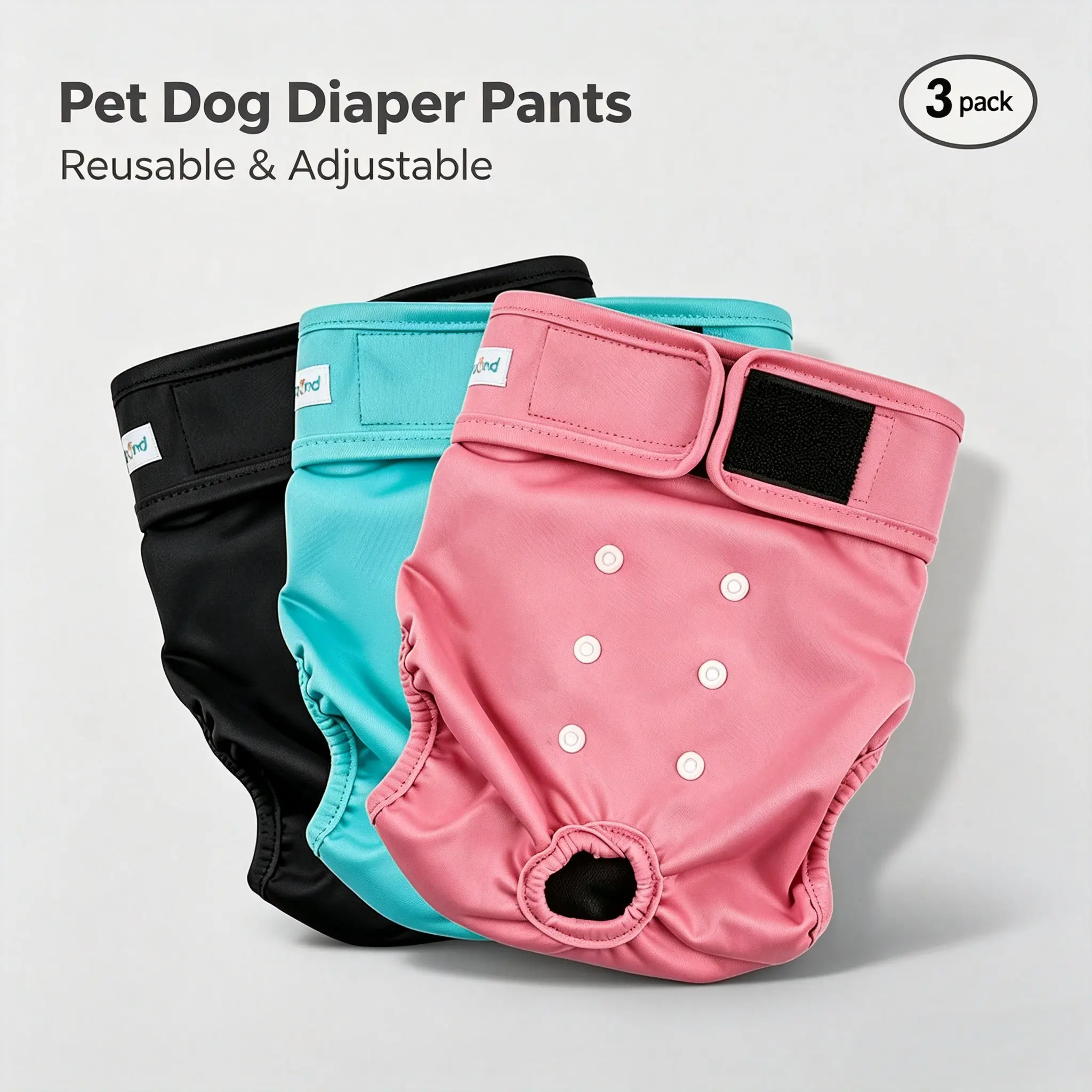 Washable Reusable Female Dog Period Diapers for Heat Doggie Puppy Diapers for Female Dogs (3 Pack,X-Small)