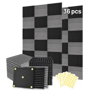 Acoustic Foam Panel, 36pcs/set Acoustic Foam Panel with 180pcs Sticker, Sound Insulation Foam Panel for Home Studio, Recording Studio, Home Theater