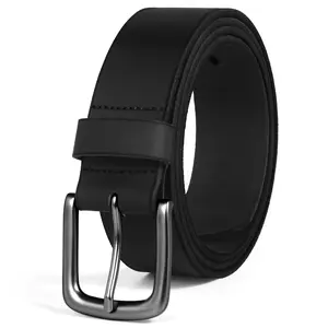 VATAN Mens Leather Jeans Belt Handmade Hardness Cow Leather Fashion Classic Designs for Daily Wear Work Business Dress & Casual in Gift Box Fashionable Metal Buckle