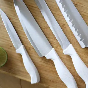Beille Stainless Steel and Wheat Fiber Kitchen Knifes (Utility, Paring, Santoku, Chef and Bread)