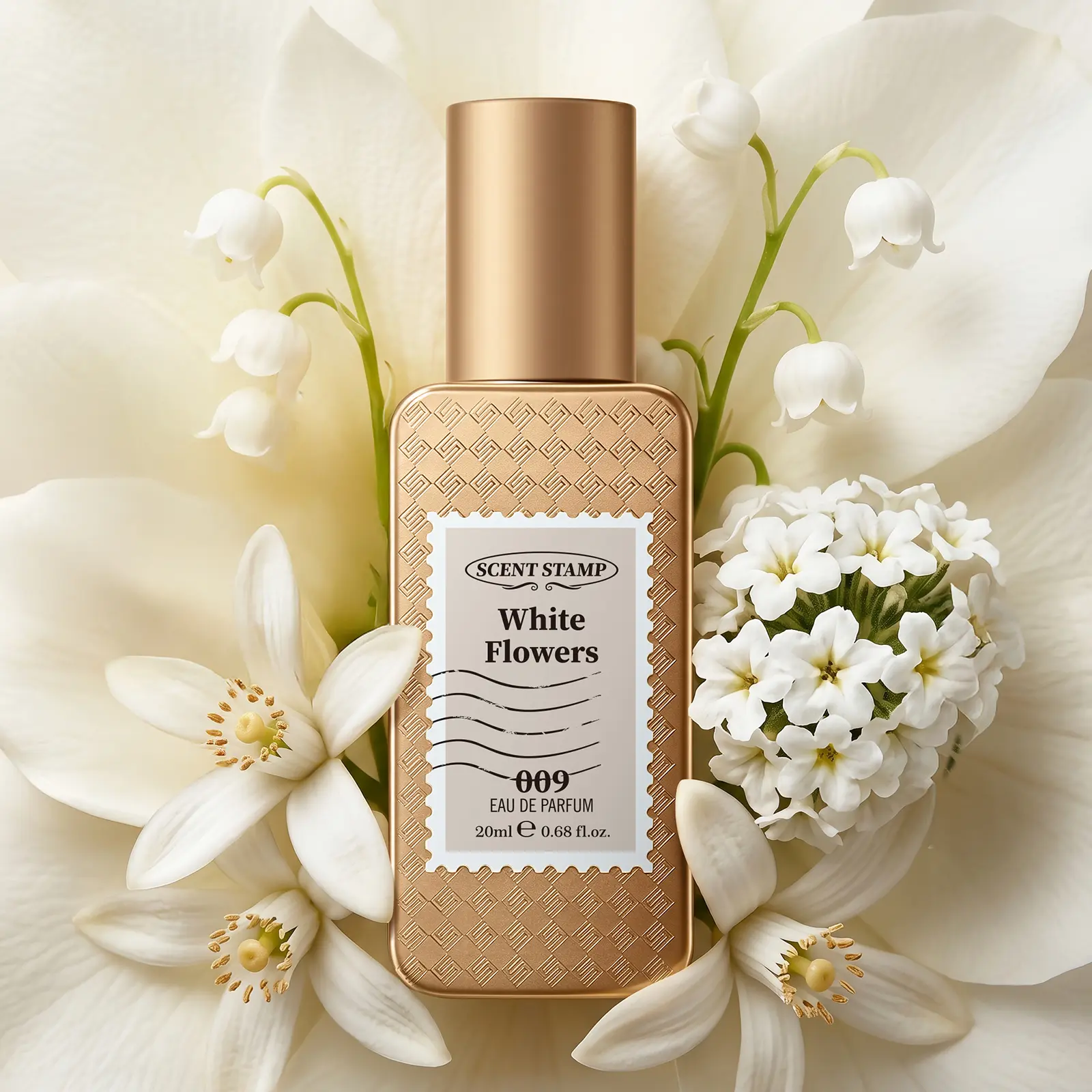 SCENT STAMP #009 White Flowers EDP - Clean Girl Powdery Floral Perfume, Elegant Skin Scent, 0.68 fl.oz