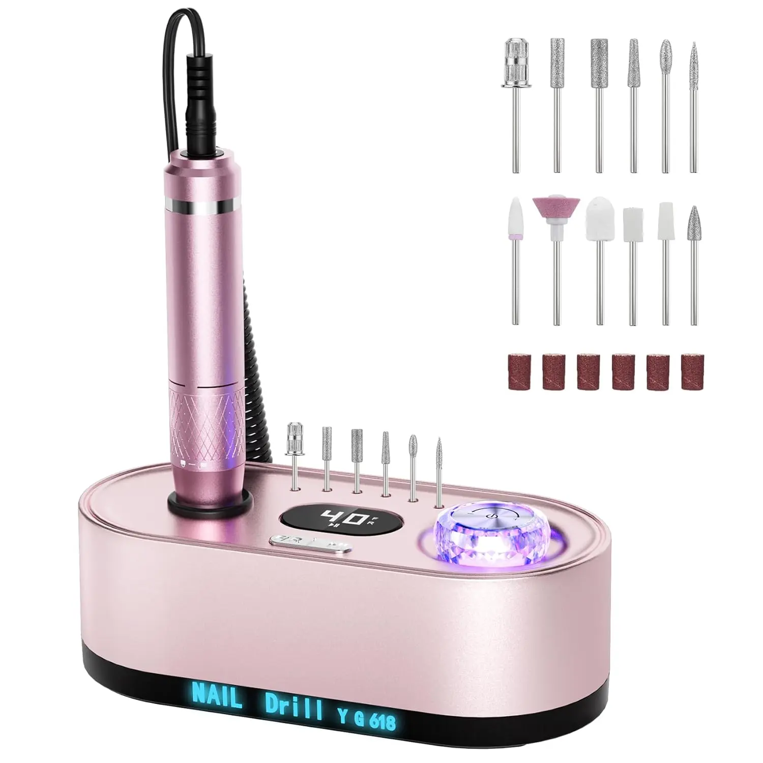 40000RPM  Nail File Drill Professional Kit, Drill MachineManicure Pedicure Polishing Acrylic Gel Nail Grinder for Salon, Home Use