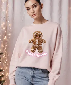 Faux Sequin Gingerbread Sweatshirt,  Sleigh & Sparkle Holiday Sweatshirt, Style & Sparkle
