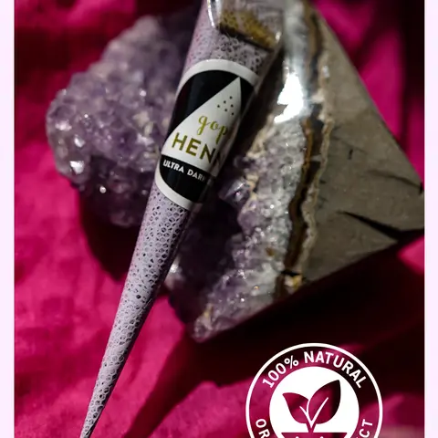 Gopi Henna Ultra Dark Jagua Henna Cone 20g - Almost Black Stains for Intense Long Lasting Color - 100% Natural Organic Product