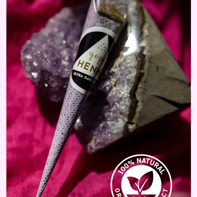 Gopi Henna Ultra Dark Jagua Henna Cone 20g - Almost Black Stains for Intense Long Lasting Color - 100% Natural Organic Product